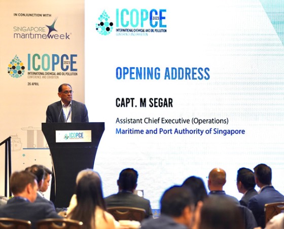 Capt. M Segar, Assistant Chief Executive (Operations),MPA, opening ICOPCE 2023