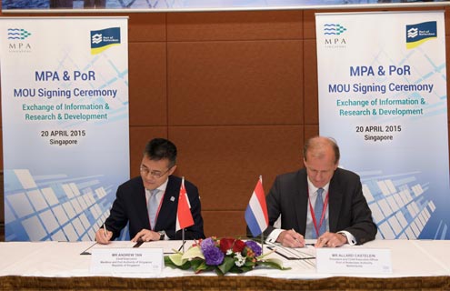 MPA Chief Executive Mr Andrew Tan, and CEO of Port of Rotterdam Authority Mr Allard Castelein signing a Memorandum of Understanding