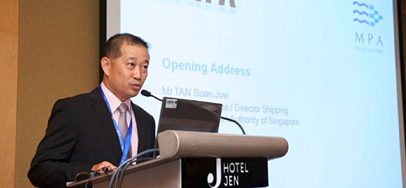 Mr Tan Suan Jow, MPA Director (Marine) and Director (Shipping) delivering the opening speech